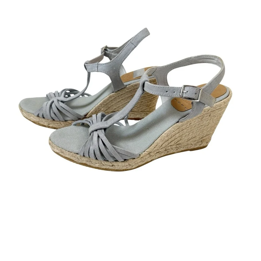 Kanna Womens Espadrille Wedge Strappy Sandals Gray Blue Size 39 US 8.5 Spain